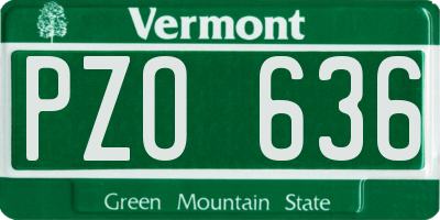 VT license plate PZO636