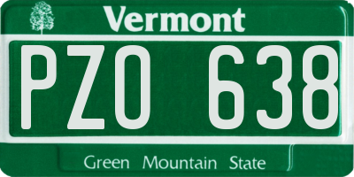 VT license plate PZO638