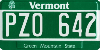 VT license plate PZO642