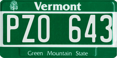 VT license plate PZO643