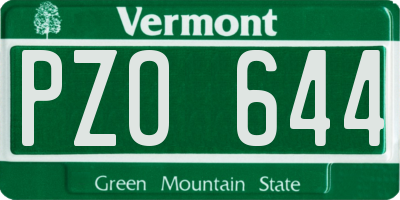 VT license plate PZO644