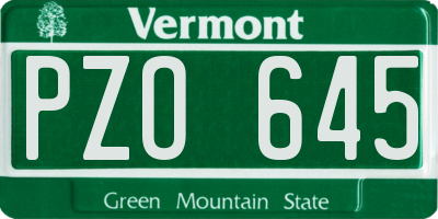 VT license plate PZO645