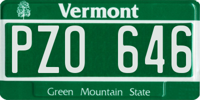 VT license plate PZO646