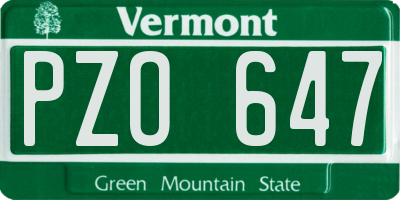 VT license plate PZO647