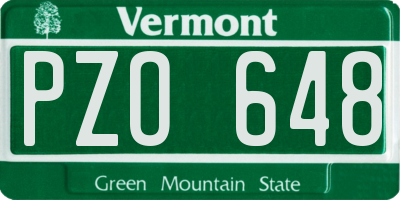 VT license plate PZO648