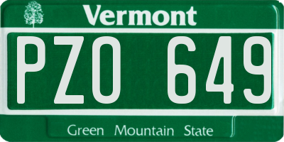 VT license plate PZO649