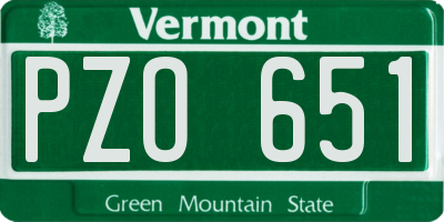 VT license plate PZO651