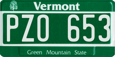 VT license plate PZO653