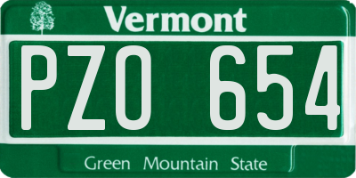 VT license plate PZO654