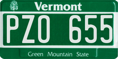 VT license plate PZO655