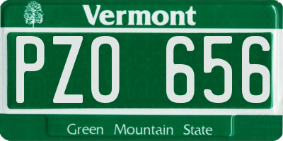 VT license plate PZO656