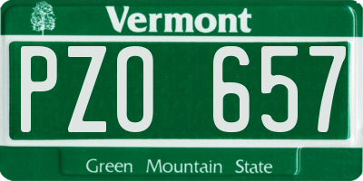 VT license plate PZO657