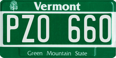 VT license plate PZO660