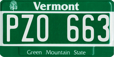 VT license plate PZO663