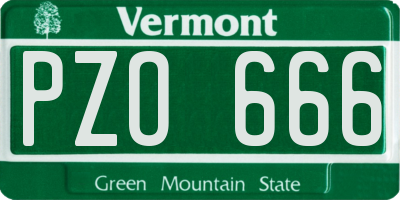 VT license plate PZO666