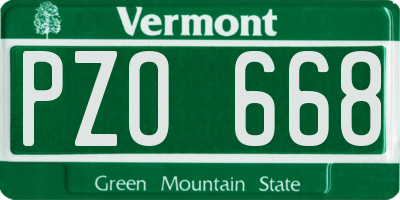 VT license plate PZO668