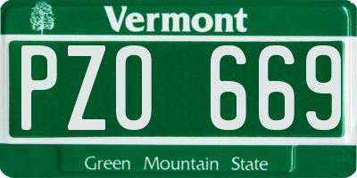 VT license plate PZO669