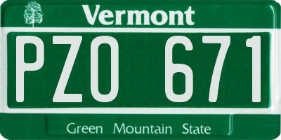 VT license plate PZO671