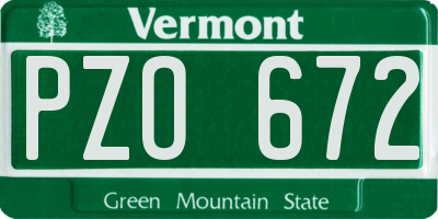 VT license plate PZO672
