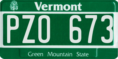 VT license plate PZO673