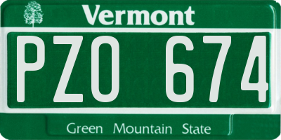 VT license plate PZO674