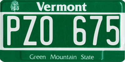 VT license plate PZO675
