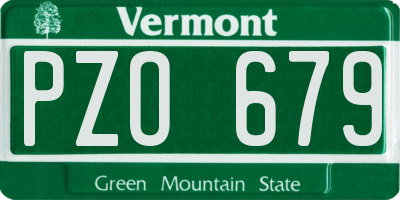 VT license plate PZO679