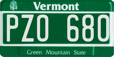 VT license plate PZO680