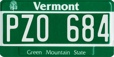 VT license plate PZO684