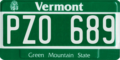 VT license plate PZO689