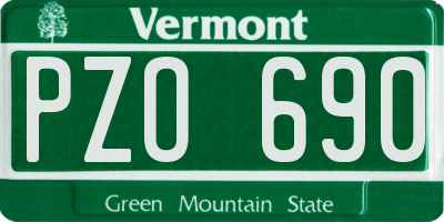 VT license plate PZO690