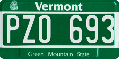 VT license plate PZO693