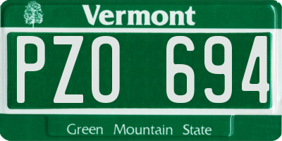 VT license plate PZO694