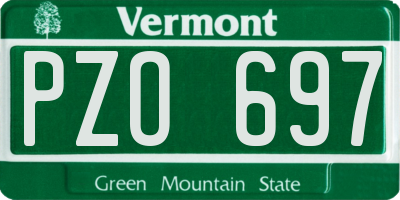 VT license plate PZO697