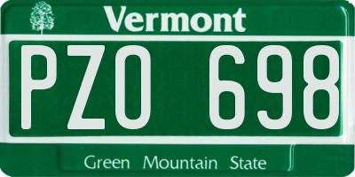 VT license plate PZO698