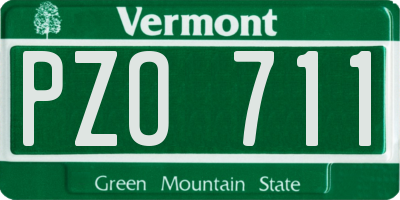 VT license plate PZO711