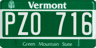 VT license plate PZO716