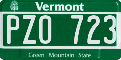 VT license plate PZO723