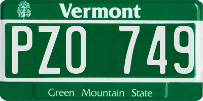 VT license plate PZO749