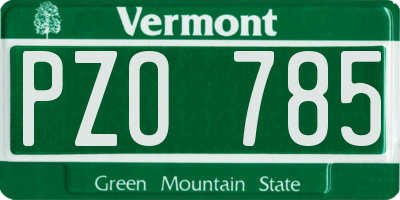VT license plate PZO785