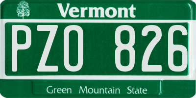 VT license plate PZO826