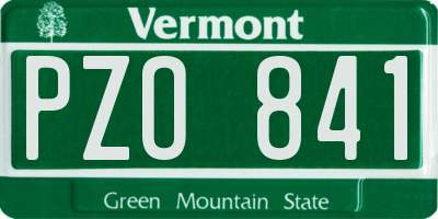 VT license plate PZO841
