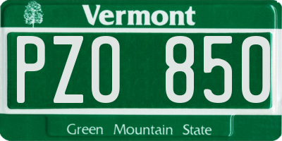 VT license plate PZO850