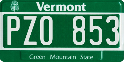 VT license plate PZO853
