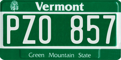 VT license plate PZO857