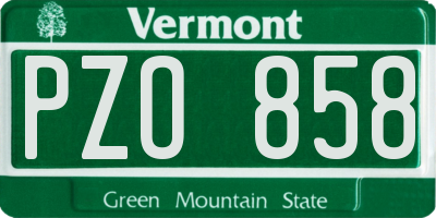 VT license plate PZO858