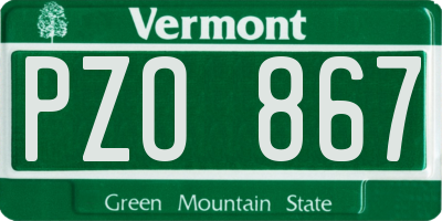 VT license plate PZO867