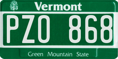 VT license plate PZO868