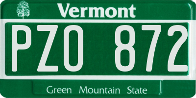 VT license plate PZO872