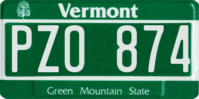 VT license plate PZO874